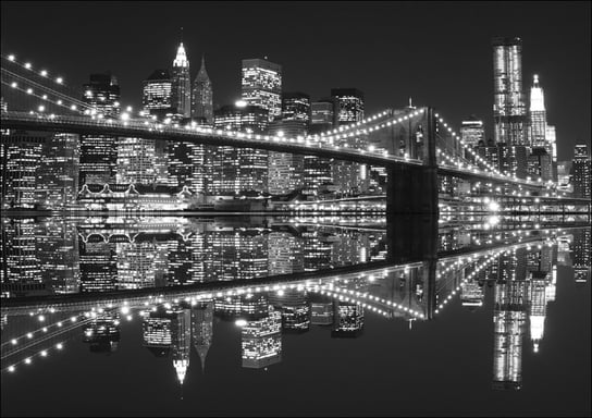 Galeria Plakatu, Plakat, New York Brooklyn Bridge night BW, 84,1x59,4 cm Galeria Plakatu