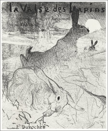 Galeria Plakatu, Plakat, Omslag voor muziekblad met lied La Valse des Lapins met konijnen in landschap, Henri De Toulouse-Lautrec, 42x59,4 cm Galeria Plakatu