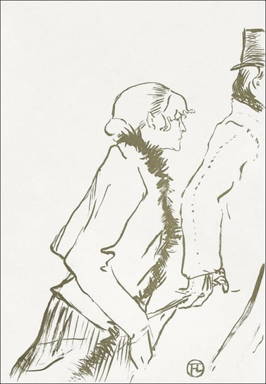 Galeria Plakatu, Plakat, Ontwerp voor omslag muziekblad Pauvre pierreuse met lopende vrouw en man, Henri De Toulouse-Lautrec, 40x50 cm Galeria Plakatu