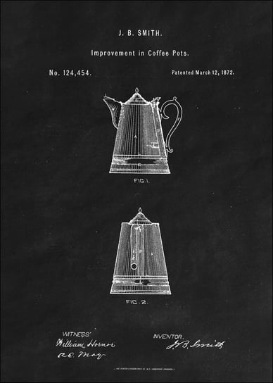 Galeria Plakatu, Plakat, Patent Dzbanek na Kawę Projekt z 1872, black, 70x100 cm Galeria Plakatu