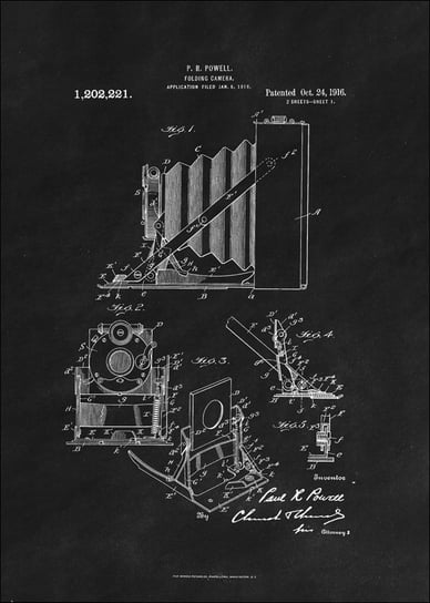 Galeria Plakatu, Plakat, Patent Kamera Składana Projekt z 1916, black, 42x59,4 cm Galeria Plakatu