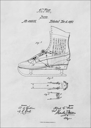 Galeria Plakatu, Plakat, Patent Łyżwy Projekt z 1870, 20x30 cm Galeria Plakatu