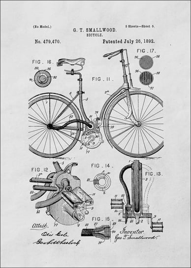 Galeria Plakatu, Plakat, Patent Mechanizm Rowerowy Projekt z 1892, 42x59,4 cm Galeria Plakatu
