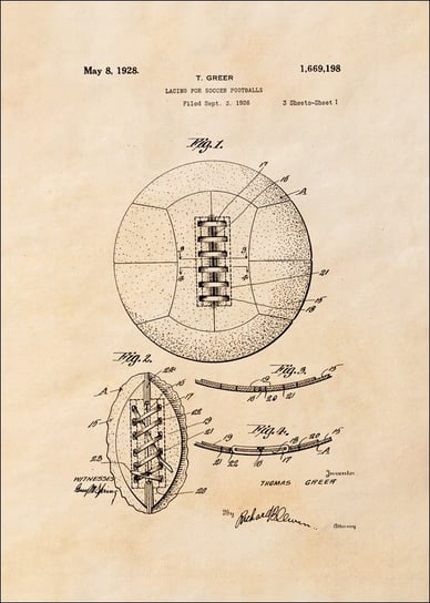 Galeria Plakatu, Plakat, Patent Retro Piłka Nożna projekt z 1926, sepia, 50x70 cm Galeria Plakatu