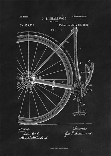 Galeria Plakatu, Plakat, Patent Rower Projekt z 1892, black, 60x80 cm Galeria Plakatu