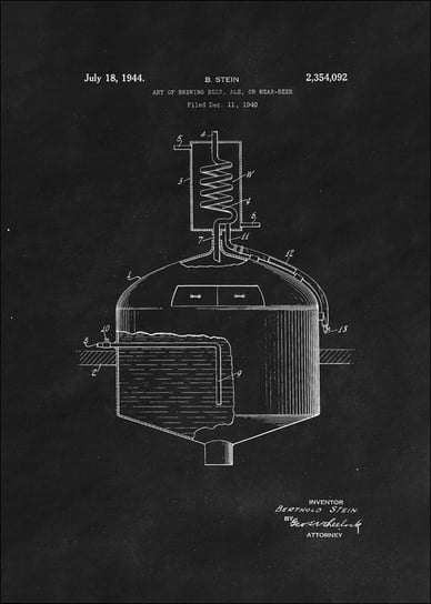Galeria Plakatu, Plakat, Patent Sztuka Warzenia Piwa Projekt z 1944, black, 61x91,5 cm Galeria Plakatu
