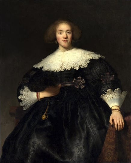 Galeria Plakatu, Plakat, Portrait of a Young Woman with a Fan, Rembrandt, 50x70 cm Galeria Plakatu