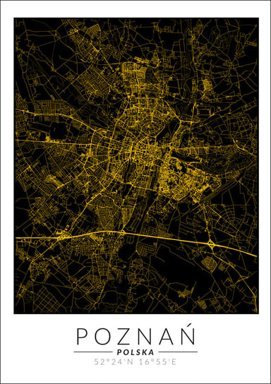 Galeria Plakatu, Plakat, Poznań mapa złota, 21x29,7 cm Galeria Plakatu