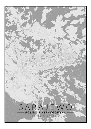 Galeria Plakatu, Plakat, Sarajewo Mapa Czarno Biała, 61x91,5 cm Galeria Plakatu