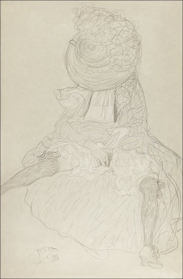 Galeria Plakatu, Plakat, Seated Woman from the Front with Hat, Face Hooded, Gustav Klimt, 21x29,7 cm Galeria Plakatu