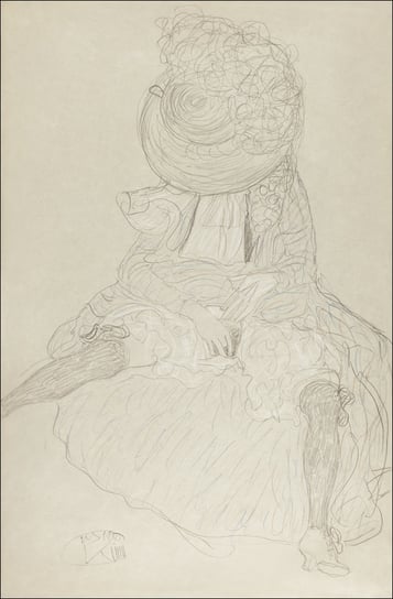 Galeria Plakatu, Plakat, Seated Woman from the Front with Hat, Face Hooded, Gustav Klimt, 40x60 cm Galeria Plakatu