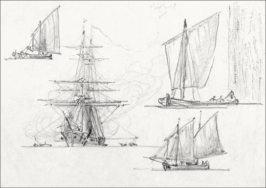 Galeria Plakatu, Plakat, Sketches of Ships, Venice, Italy, Samuel Colman, 40x30 cm Galeria Plakatu