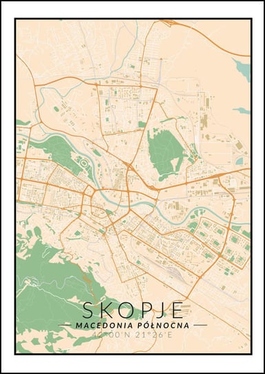Galeria Plakatu, Plakat, Skopje Mapa Kolorowa, 61x91,5 cm Galeria Plakatu