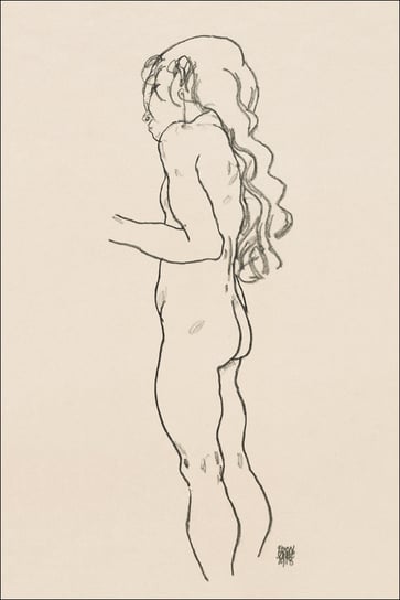 Galeria Plakatu, Plakat, Standing Nude Girl, Facing Left, Egon Schiele, 21x29,7 cm Galeria Plakatu