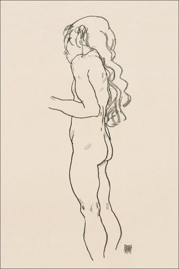 Galeria Plakatu, Plakat, Standing Nude Girl, Facing Left, Egon Schiele, 50x70 cm Galeria Plakatu