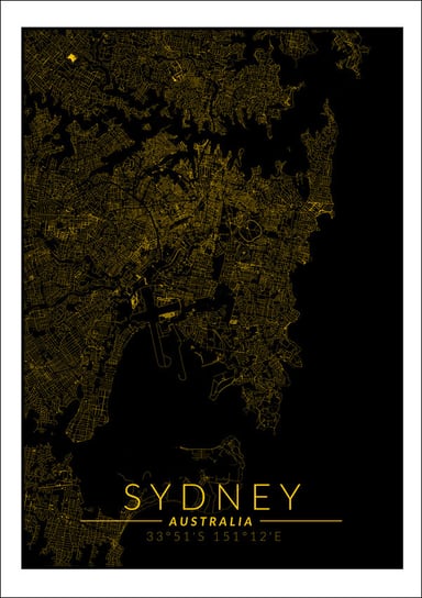 Galeria Plakatu, Plakat, Sydney mapa złota, 50x70 cm Galeria Plakatu