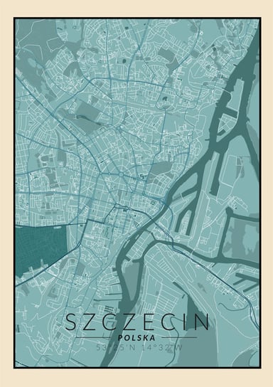 Galeria Plakatu, Plakat, Szczecin Niebieska Mapa, 61x91,5 cm Galeria Plakatu