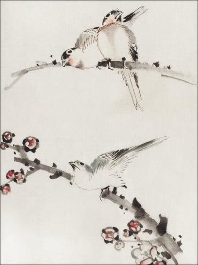 Galeria Plakatu, Plakat, Three Birds Perched on Branches, Hokusai, 21x29,7 cm Galeria Plakatu