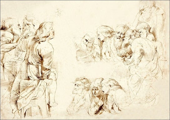 Galeria Plakatu, Plakat, Three Groups of Apostles in a Last Supper (recto) Three Sketches for Medea and Her Children, Rubens, 100x70 cm Galeria Plakatu