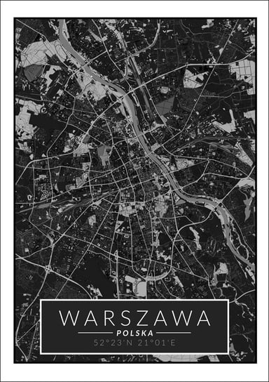 Galeria Plakatu, Plakat, Warszawa mapa dark, 42x59,4 cm Galeria Plakatu