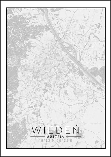 Galeria Plakatu, Plakat, Wiedeń Mapa Czarno Biała, 20x30 cm Galeria Plakatu