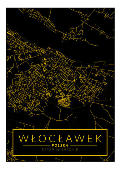 Galeria Plakatu, Plakat, Włocławek mapa złota, 21x29,7 cm Galeria Plakatu