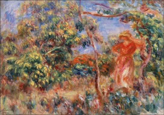 Galeria Plakatu, Plakat, Woman in Red in a Landscape, Pierre-Auguste Renoir, 60x40 cm Galeria Plakatu