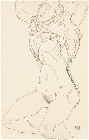 Galeria Plakatu, Plakat, Woman undressing. Seminude with Arms Raised, Egon Schiele, 21x29,7 cm Galeria Plakatu