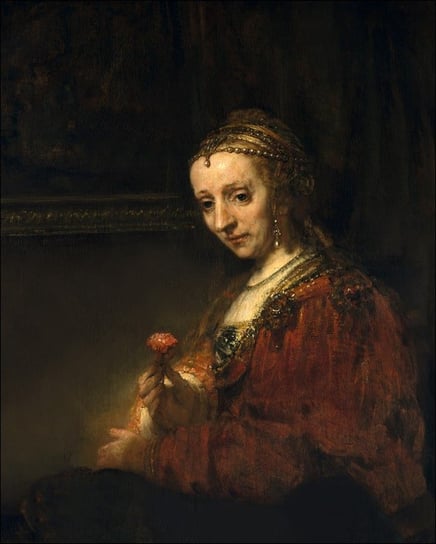 Galeria Plakatu, Plakat, Woman with a Pink, Rembrandt, 59,4x84,1 cm Galeria Plakatu