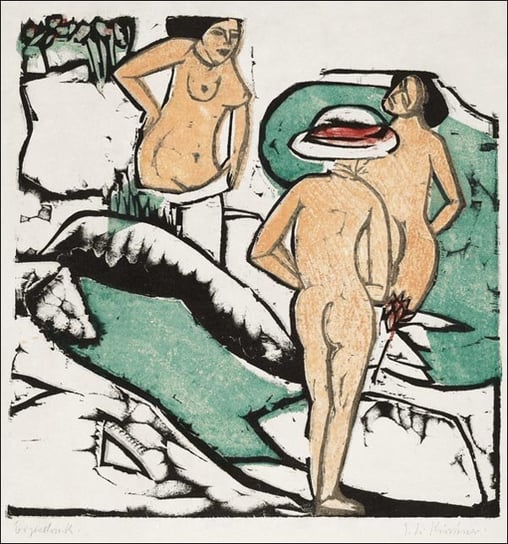 Galeria Plakatu, Plakat, Women Bathing Between White Stones, Ernst Ludwig Kirchner, 50x50 cm Galeria Plakatu