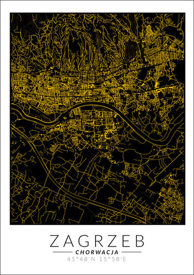 Galeria Plakatu, Plakat, Zagrzeb Złota Mapa, 29,7x42 cm Galeria Plakatu