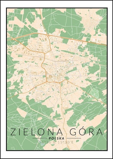 Galeria Plakatu, Plakat, Zielona Góra Mapa Kolorowa, 40x50 cm Galeria Plakatu