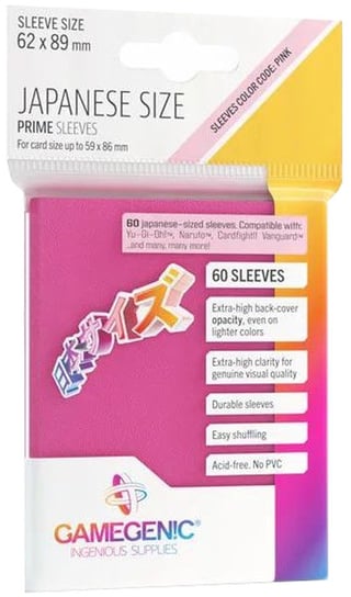 Gamegenic: Japanese Size Prime Sleeves (62x89 mm) 60 sztuk, Pink Inna marka