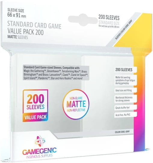 Gamegenic: Matte Value Sleeving Pack (66x91 mm) 200 sztuk Gamegenic