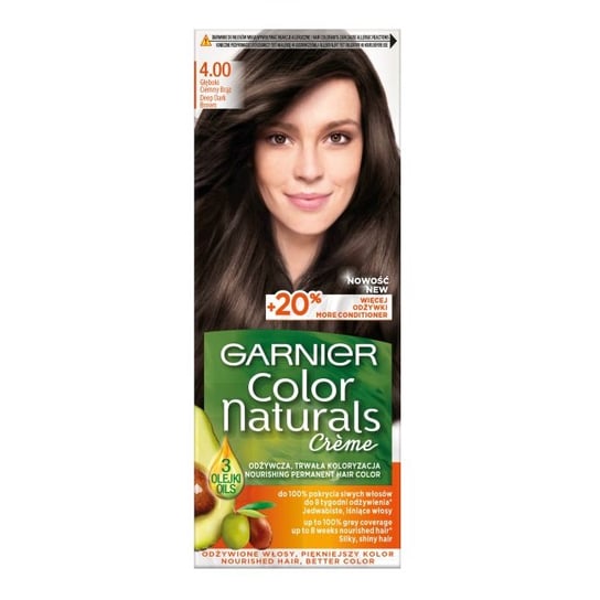 Garnier, Color Naturals Créme, Farba do włosów 4.00 Głęboki Ciemny Brąz, 110 ml Garnier
