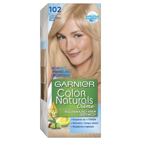 Garnier, Color Naturals Créme, rozjaśniający krem odżywczy, 102 Lodowy opalizujący blond Garnier