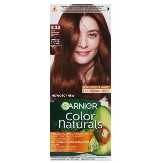 Garnier Color Naturals odżywcza farba do włosów 5.34 Złocisty Kasztanowy Brąz Garnier