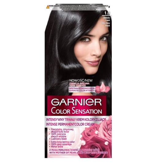 Garnier, Color Sensation, Krem koloryzujący, 1.0 Głęboka onyksowa czerń Garnier