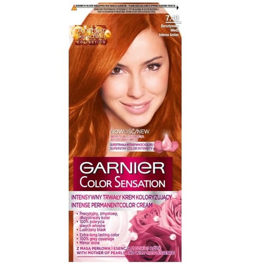 Garnier, Color Sensation, Krem koloryzujący do włosów 7.40 Bursztynowa Miedź Garnier