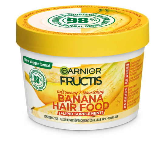 Garnier, Fructis Banana Hair Food, Odżywcza maska do włosów suchych, 400 ml Garnier
