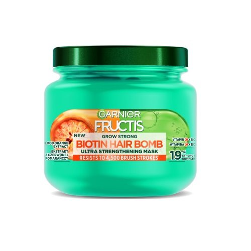 Garnier, Fructis Grow Strong Biotin Hair Bomb wzmacniająca maska do włosów 320ml Garnier