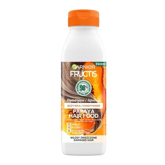Garnier, Fructis Papaya Hair Food, Odżywka regenerująca do włosów zniszczonych, 350 ml Garnier