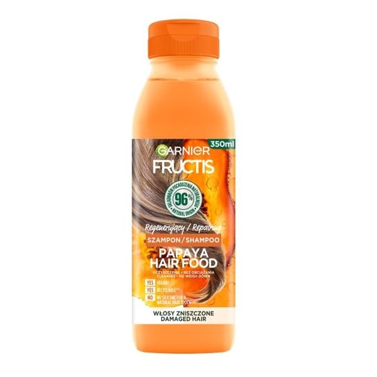 Garnier, Fructis Papaya Hair Food, Szampon regenerujący do włosów zniszczonych, 350 ml Garnier