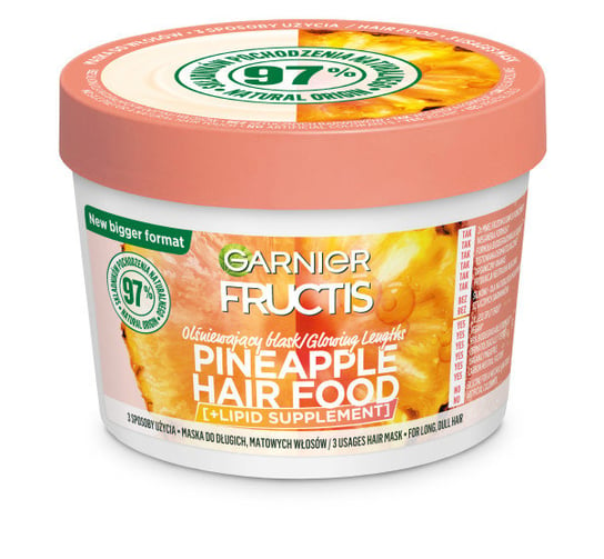 Garnier, Fructis Pineapple Hair Food, Maska do włosów długich i matowych, 400 ml Garnier