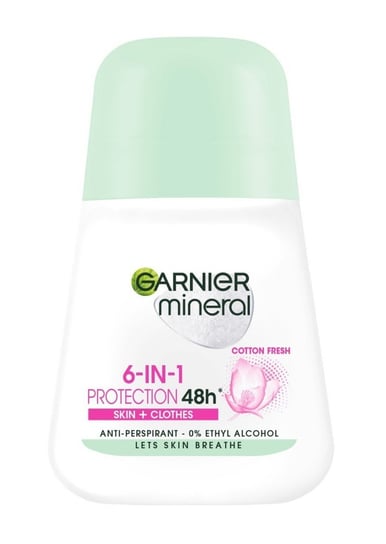 Garnier Mineral, dezodorant 6in1 Protection 48h Cotton Fresh - Skin+Clothes, 50 ml Garnier