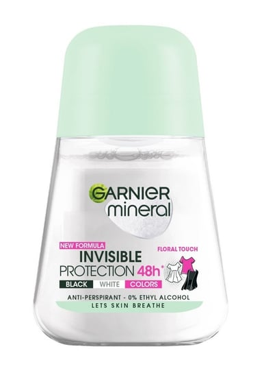 Garnier, Mineral Floral Touch, Dezodorant roll-on Invisible Protection 48h Black White Colors, 50 ml Garnier