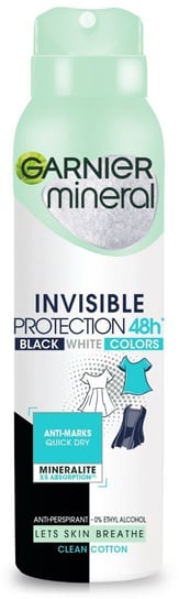 Garnier, Mineral Invisible Protection, Dezodorant spray 48h Clean Cotton Black White Colors, 150 ml Garnier