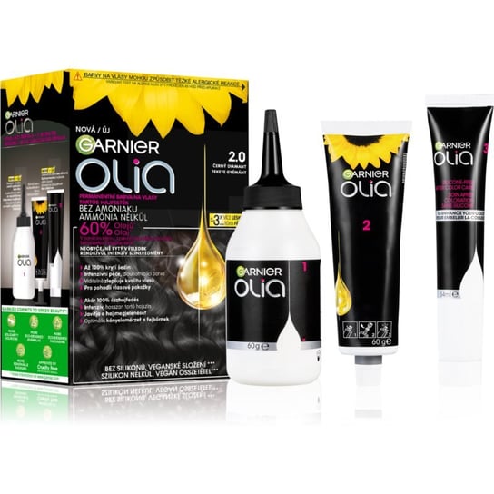 Garnier Olia Big Kit trwała farba do włosów odcień 2.0 Black Diamond Garnier