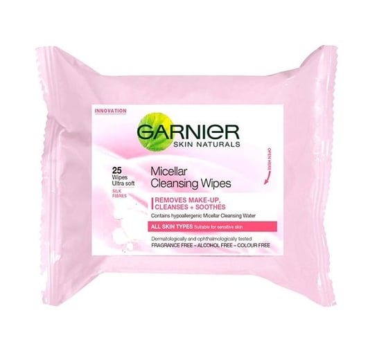 Garnier, Skin Naturals, Chusteczki micelarne do demakijażu z włóknami jedwabiu, 25 szt. Garnier