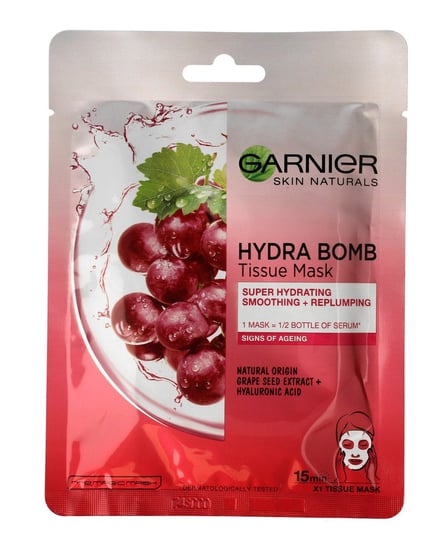 Garnier, Skin Naturals, Maseczka na tkaninie nawilżająco-wygładzająca Hydra Bomb, 1 szt. Garnier